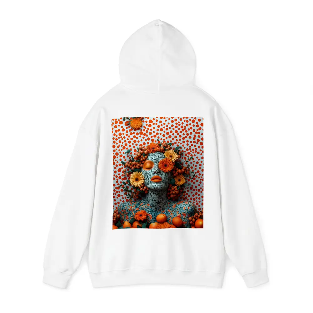 Orange Floral Woman Pop Art Dotted Background – Hoodies