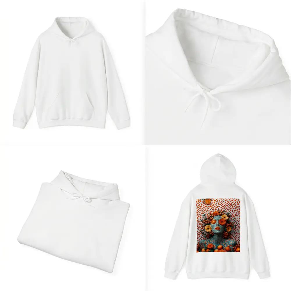 Orange Floral Woman Pop Art Dotted Background – Hoodies
