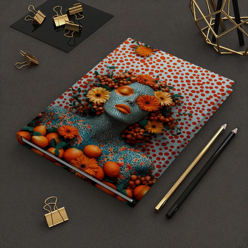 Orange Floral Woman Pop Art Dotted Background – Notebooks
