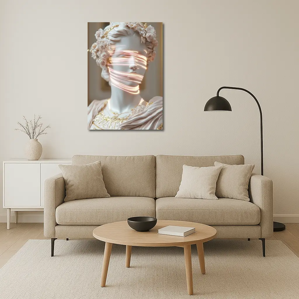 Greek Marble Statue Neon Light Floral – Wall Art