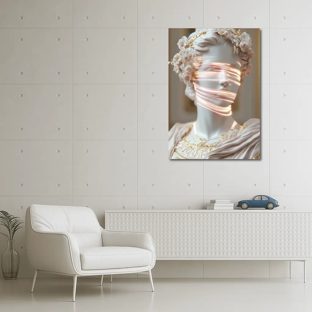 Greek Marble Statue Neon Light Floral – Wall Art