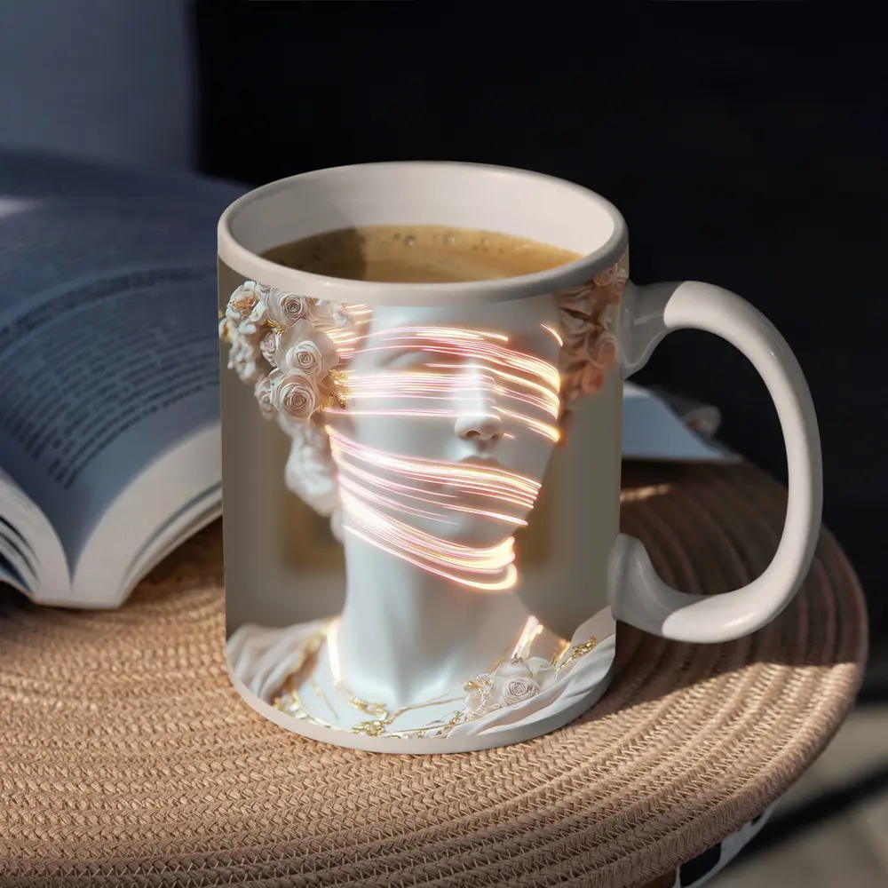 Greek Marble Statue Neon Light Floral – Mugs