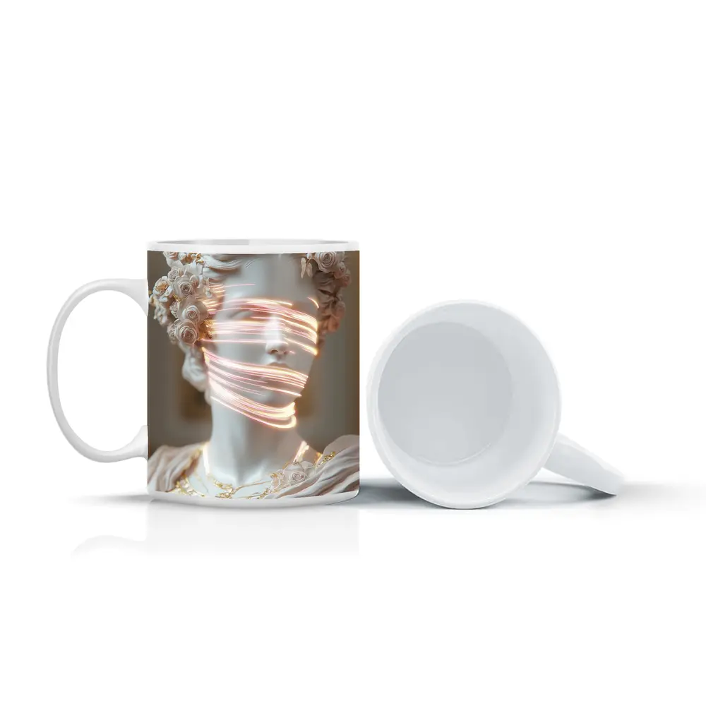 Greek Marble Statue Neon Light Floral – Mugs