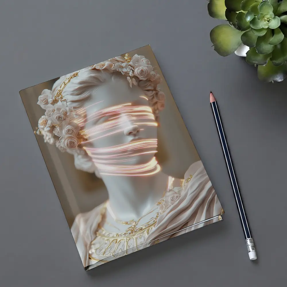 Greek Marble Statue Neon Light Floral – Notebooks