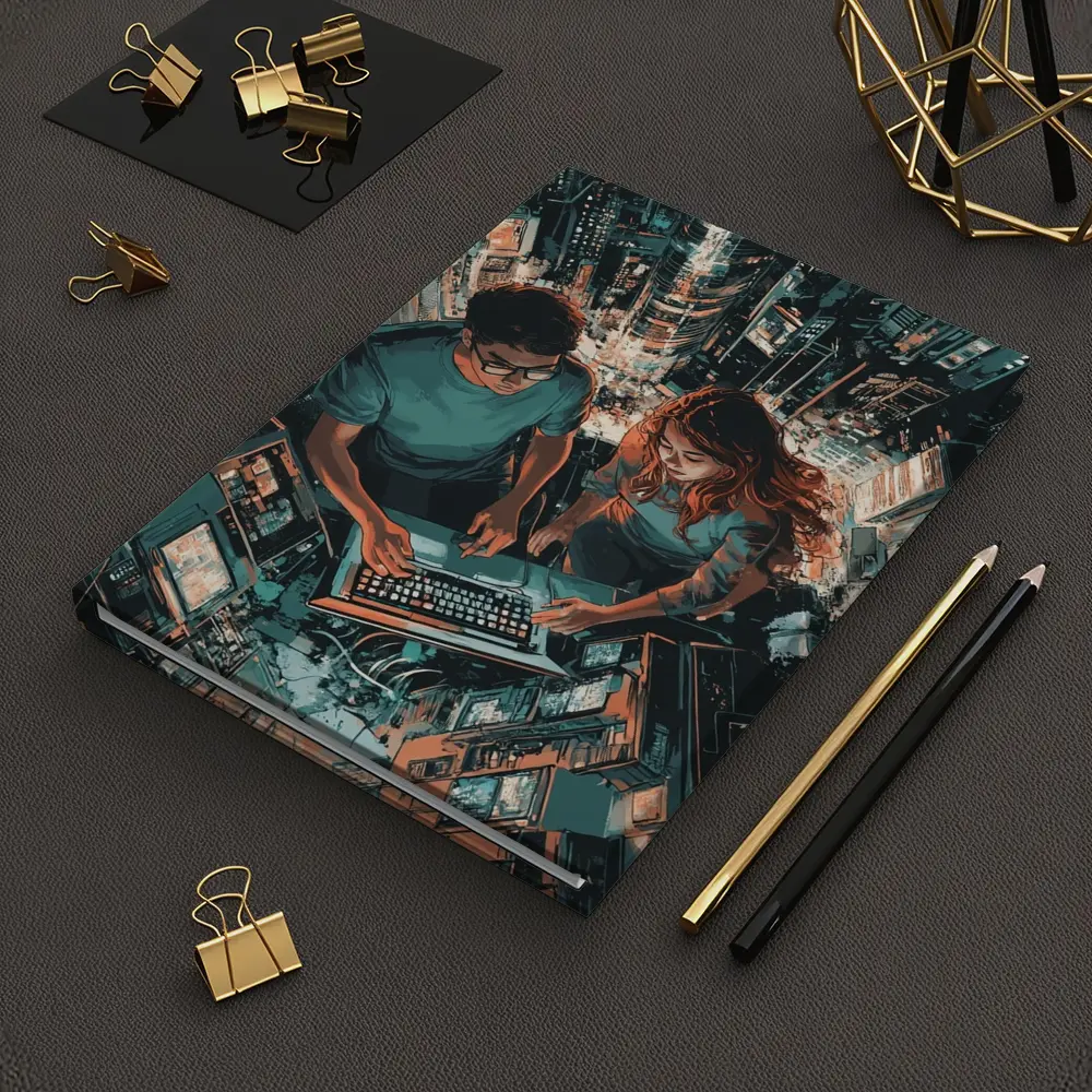 Two People Working Laptop Night City – Notebooks