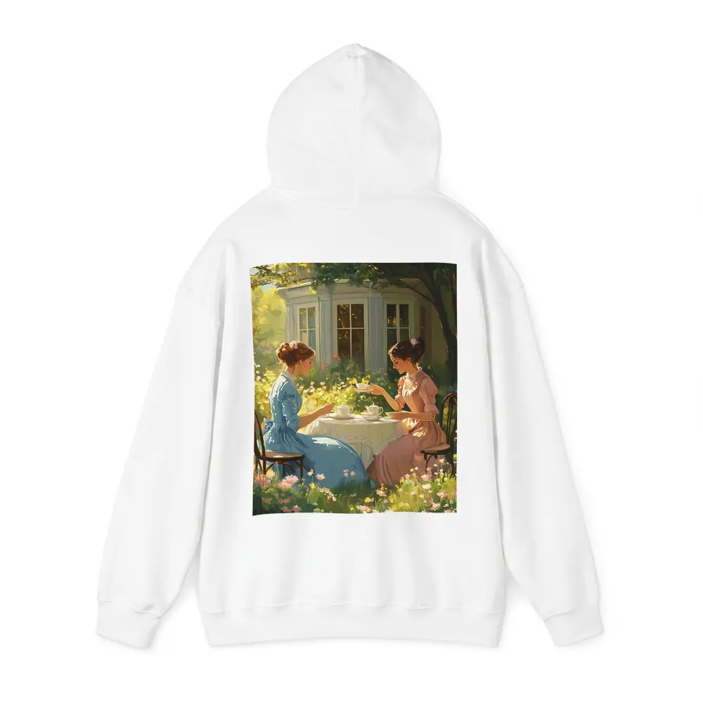 Two Women Garden Tea Party Illustration – Hoodies