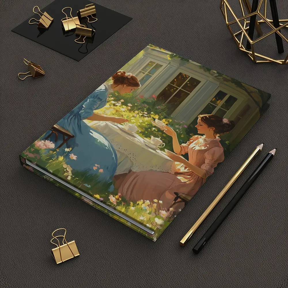 Two Women Garden Tea Party Illustration – Notebooks