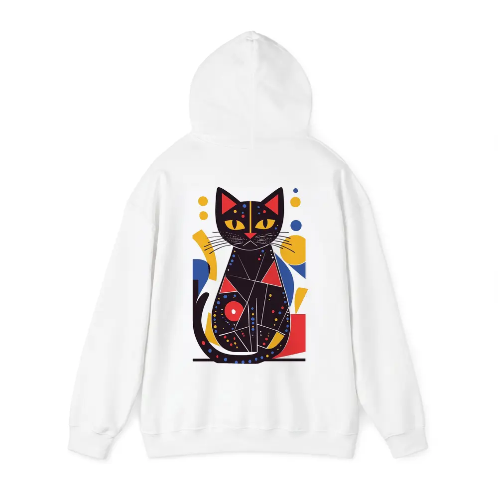 Black Cat Abstract Geometric Colorful Art – Hoodies