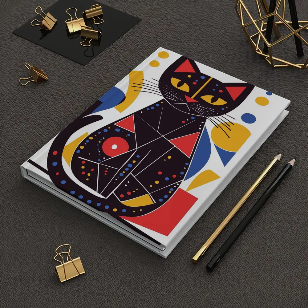Black Cat Abstract Geometric Colorful Art – Notebooks