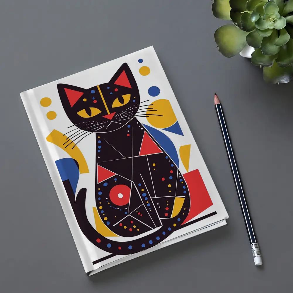 Black Cat Abstract Geometric Colorful Art – Notebooks