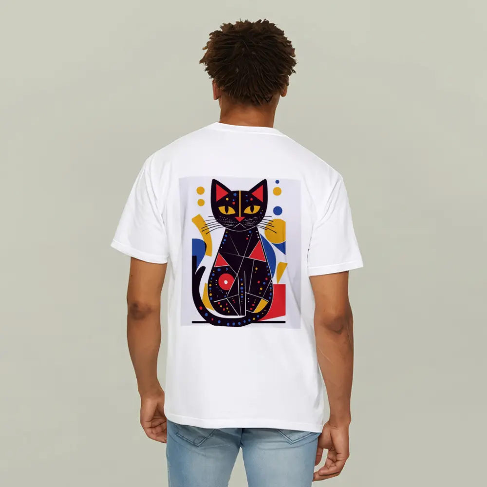 Black Cat Abstract Geometric Colorful Art – T-Shirts