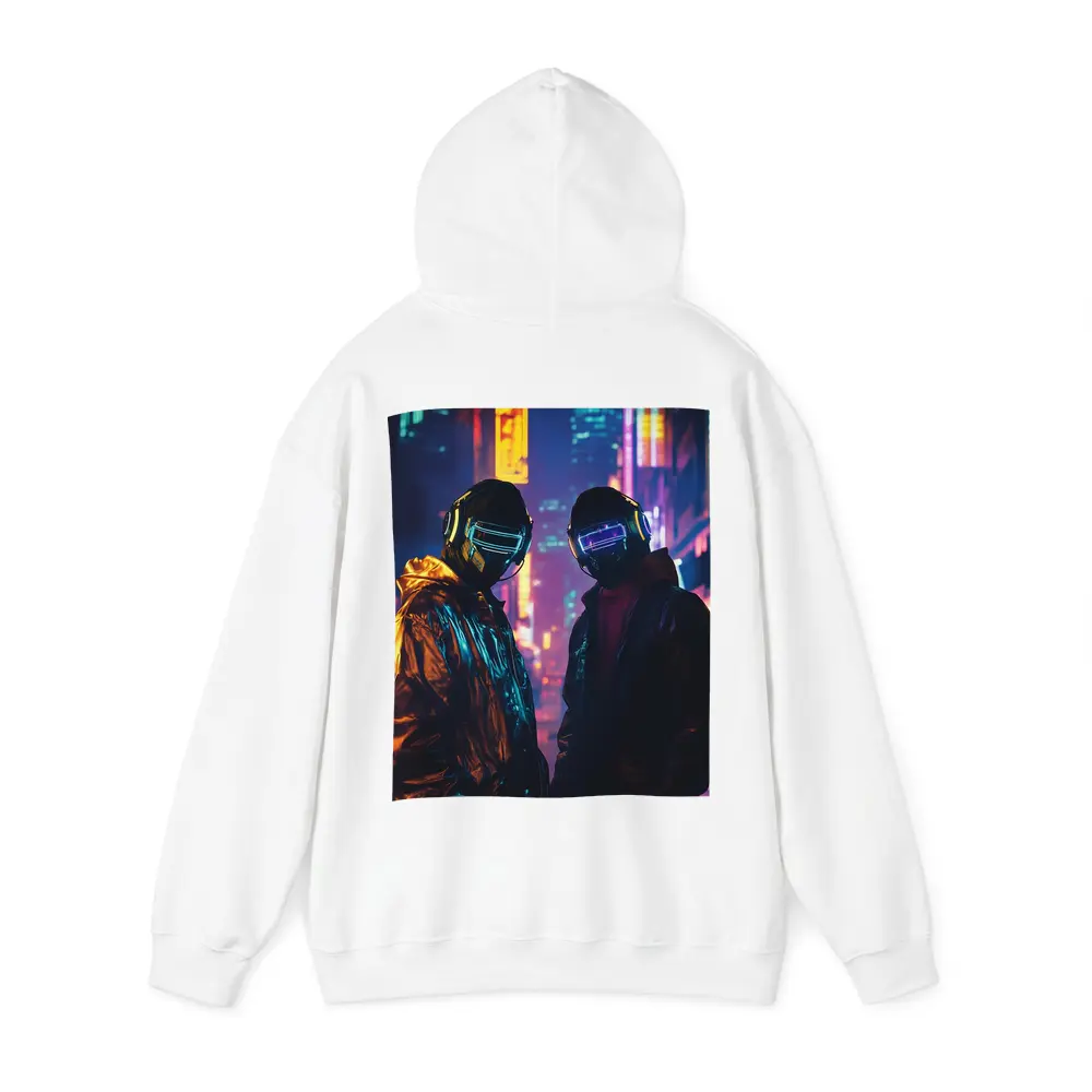 Two Cyberpunk Figures Neon City Night – Hoodies