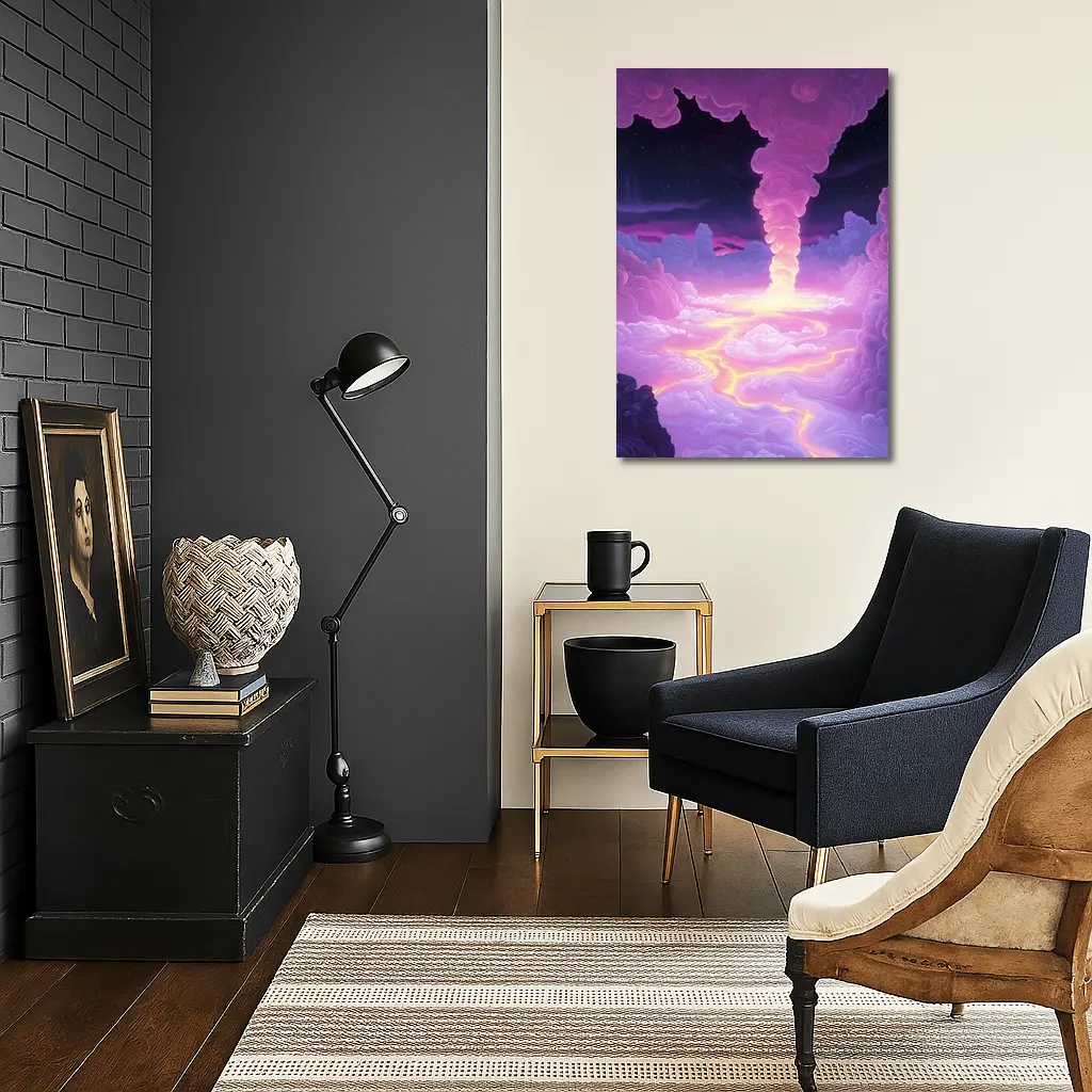 Purple Fantasy Sky Clouds Glowing Tornado – Wall Art