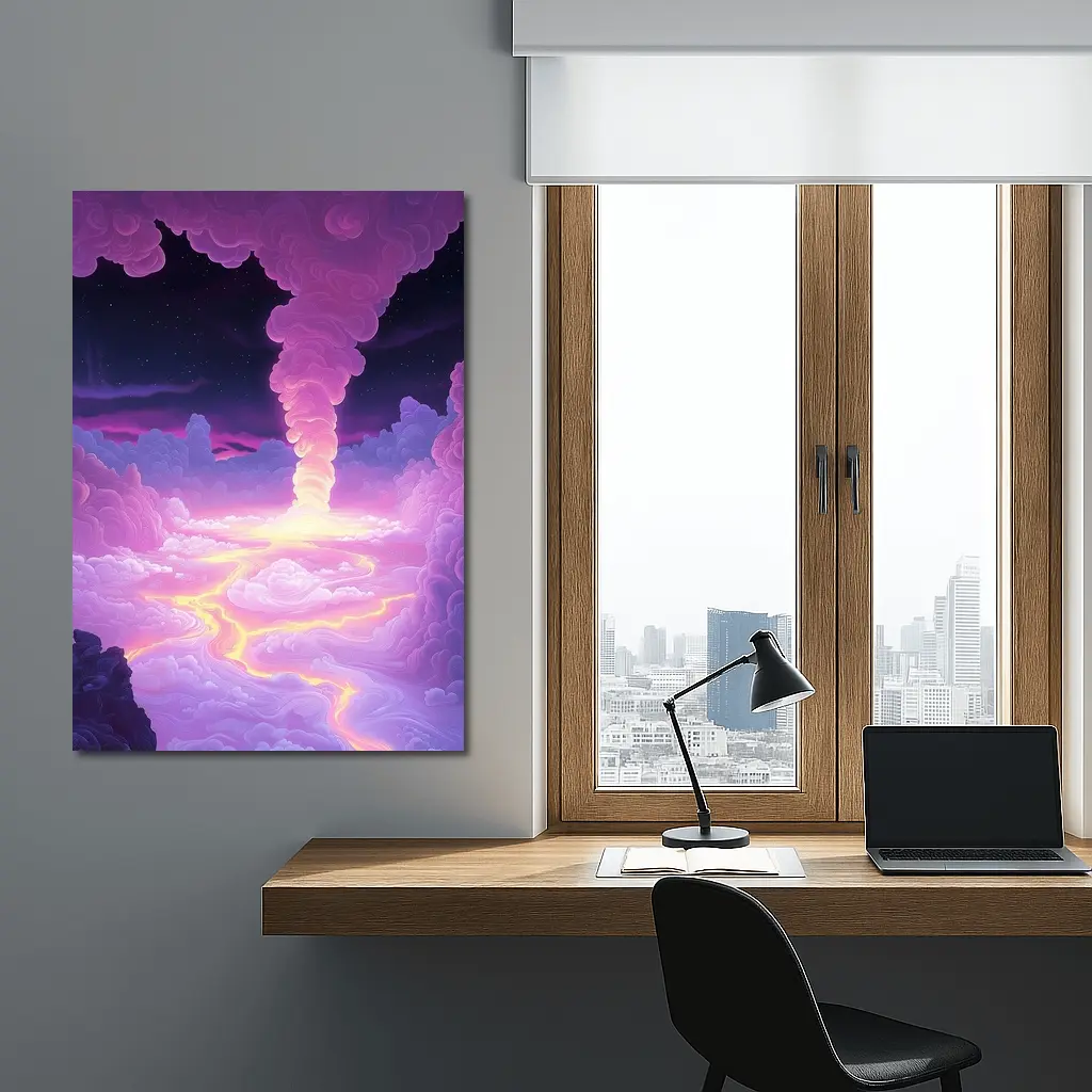 Purple Fantasy Sky Clouds Glowing Tornado – Wall Art