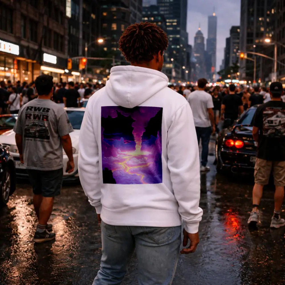 Purple Fantasy Sky Clouds Glowing Tornado – Hoodies