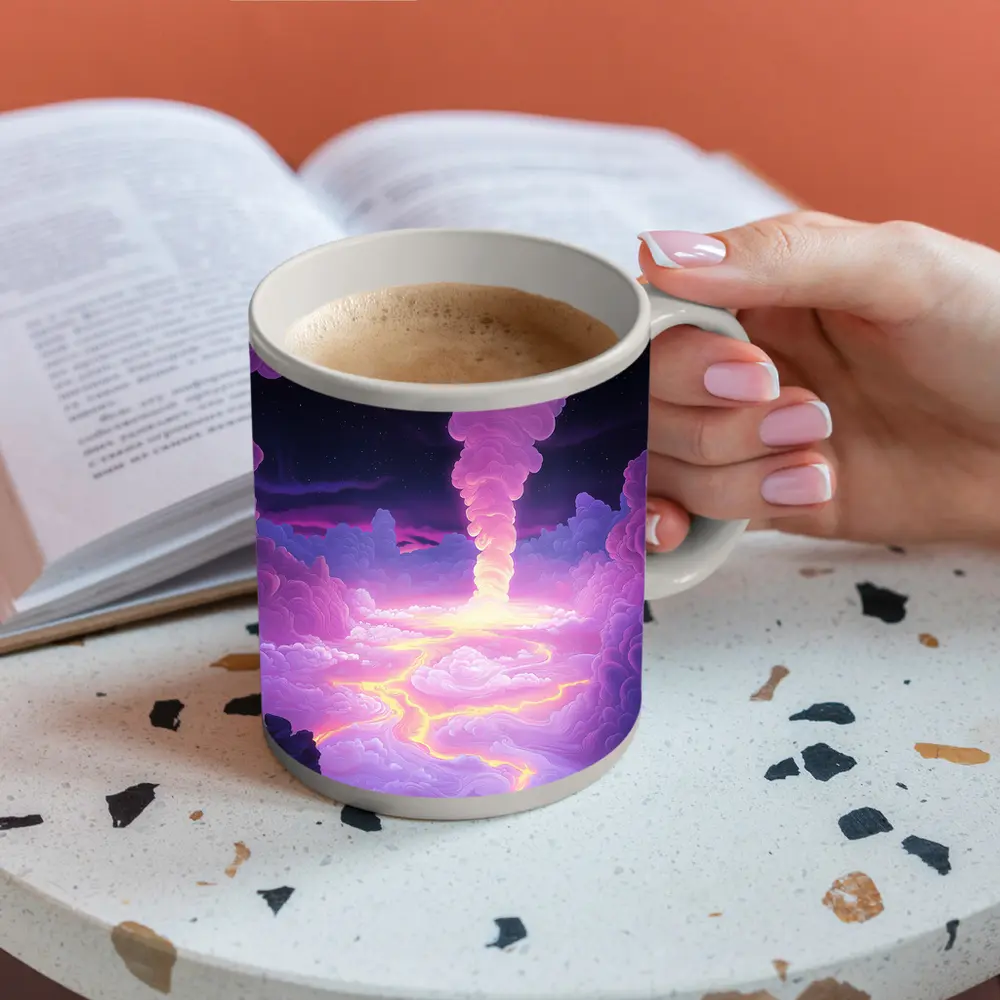 Purple Fantasy Sky Clouds Glowing Tornado – Mugs