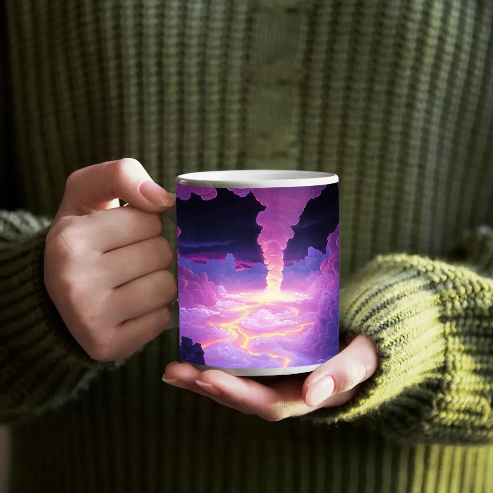 Purple Fantasy Sky Clouds Glowing Tornado – Mugs