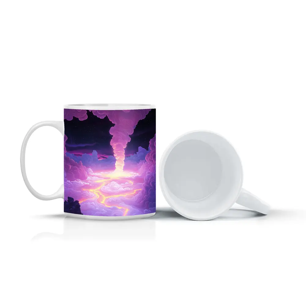 Purple Fantasy Sky Clouds Glowing Tornado – Mugs
