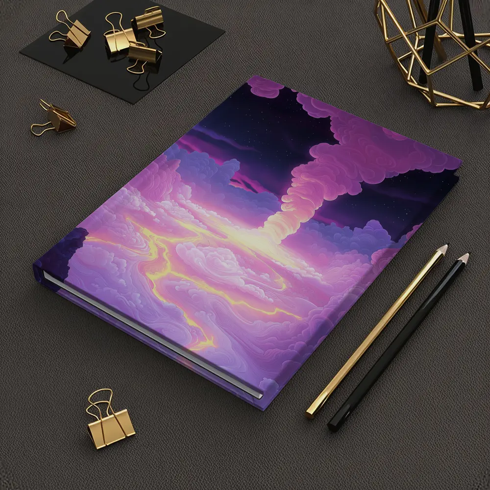 Purple Fantasy Sky Clouds Glowing Tornado – Notebooks