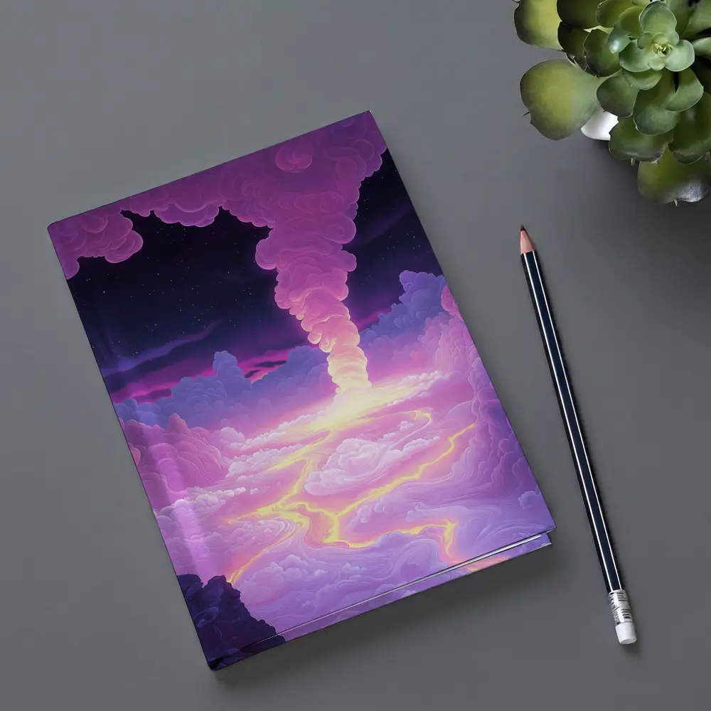 Purple Fantasy Sky Clouds Glowing Tornado – Notebooks