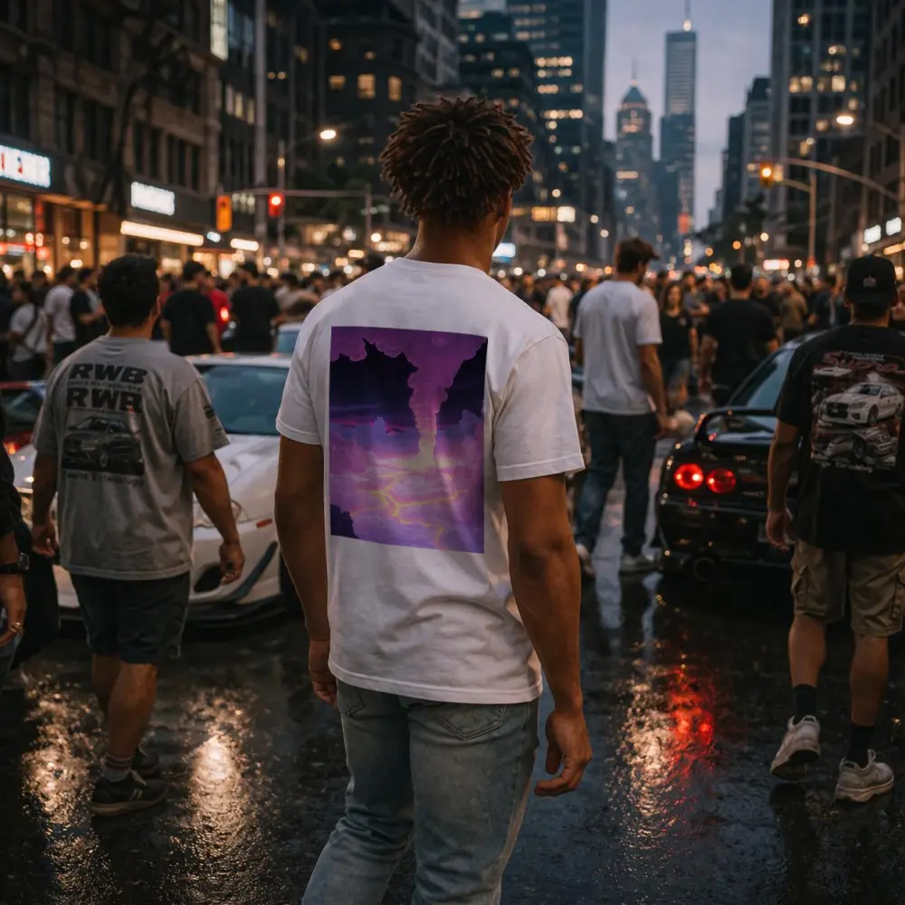 Purple Fantasy Sky Clouds Glowing Tornado – T-Shirts