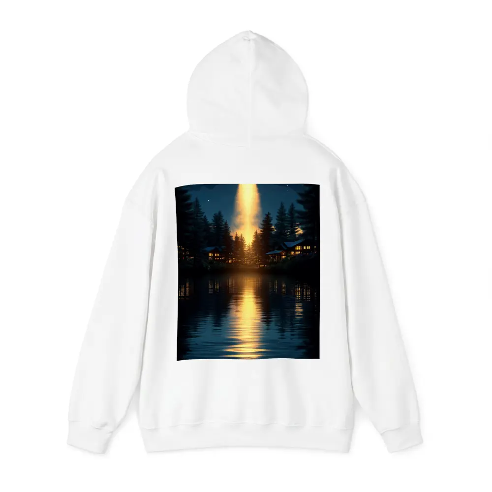 UFO Abduction Beam Over Night Lake – Hoodies