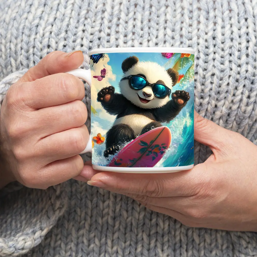 Panda Surfing Ocean Waves Tropical Summer – Mugs