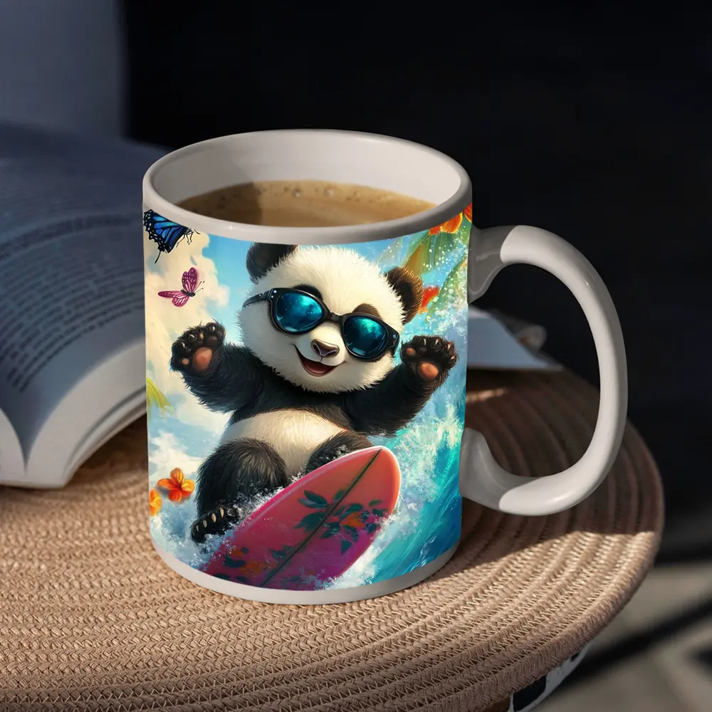 Panda Surfing Ocean Waves Tropical Summer – Mugs