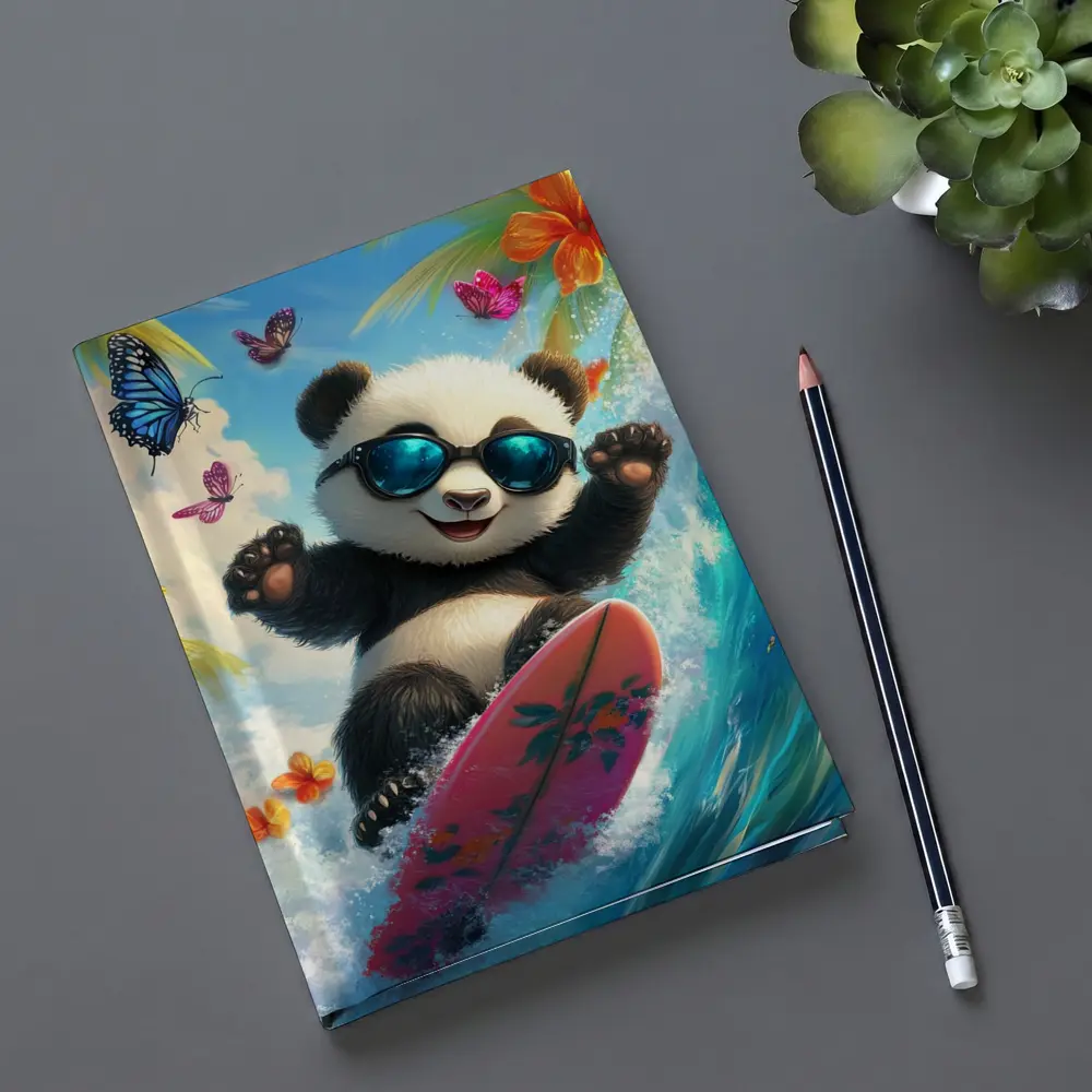 Panda Surfing Ocean Waves Tropical Summer – Notebooks