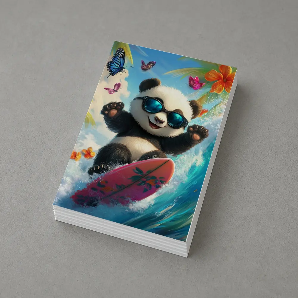 Panda Surfing Ocean Waves Tropical Summer – Postcards