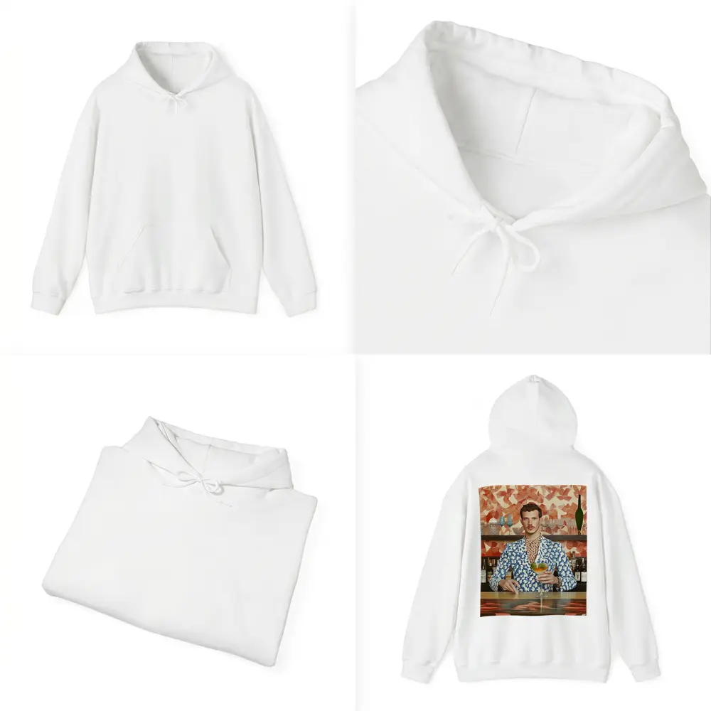 Stylish Man at Retro Bar Counter – Hoodies