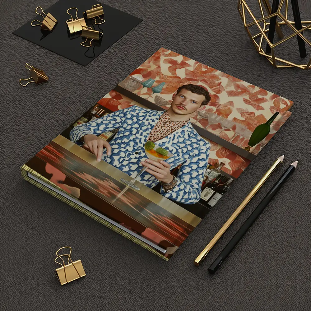 Stylish Man at Retro Bar Counter – Notebooks