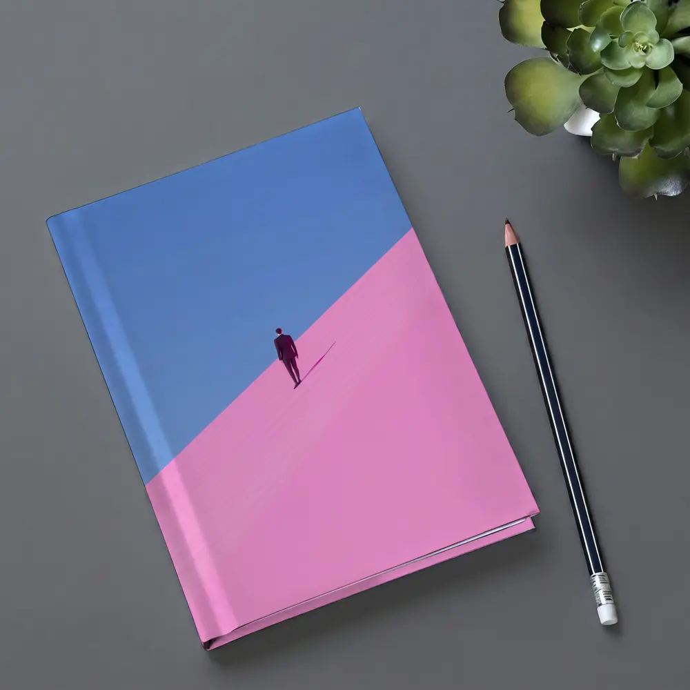 Man in Suit Climbing Pink Sand Dune – Notebooks