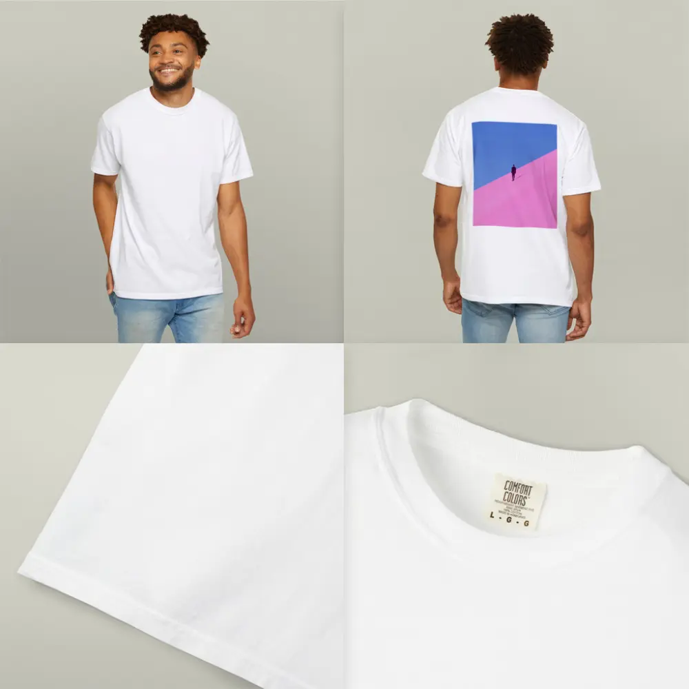 Man in Suit Climbing Pink Sand Dune – T-Shirts