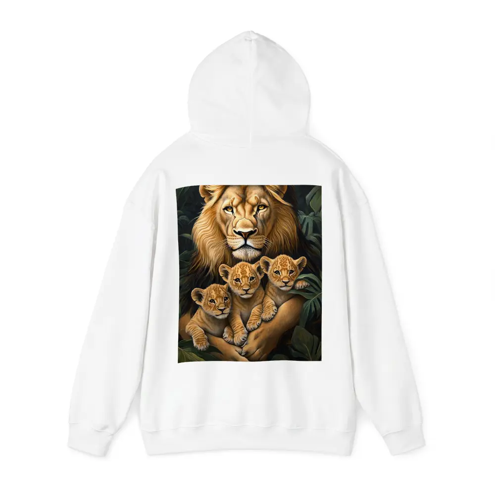 Lion Father Holding Three Cubs Jungle – Hoodies