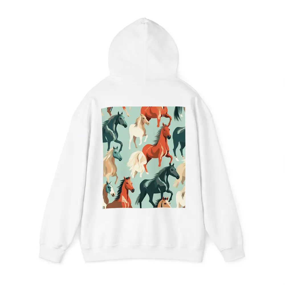 Colorful Horses Pattern on Teal Background – Hoodies
