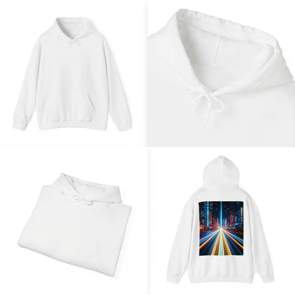 Neon City Street Long Exposure Night – Hoodies