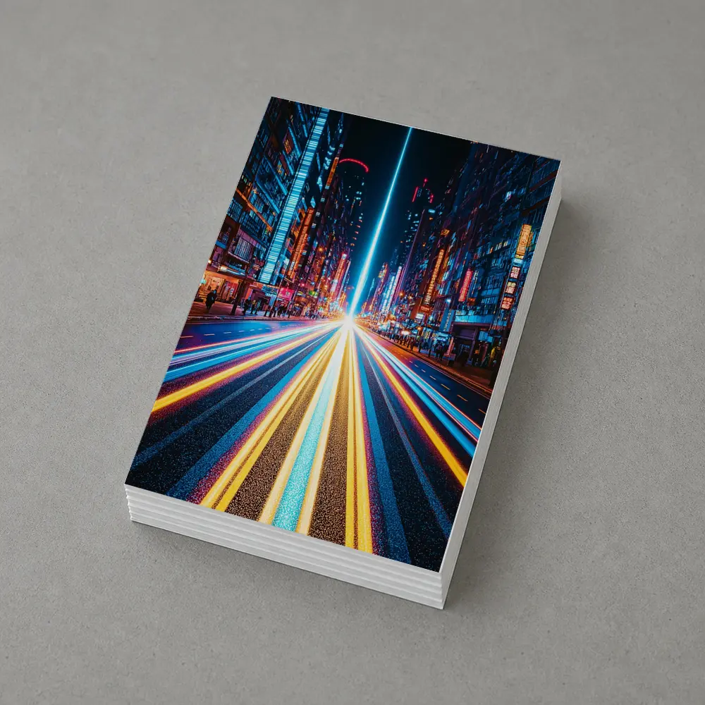 Neon City Street Long Exposure Night – Postcards