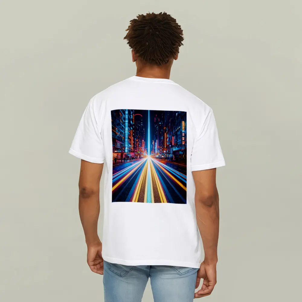 Neon City Street Long Exposure Night – T-Shirts