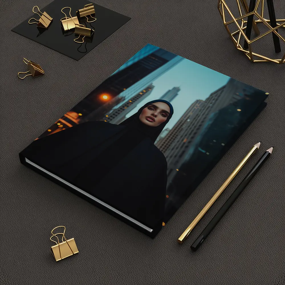 Muslim Woman in Black City Skyline – Notebooks