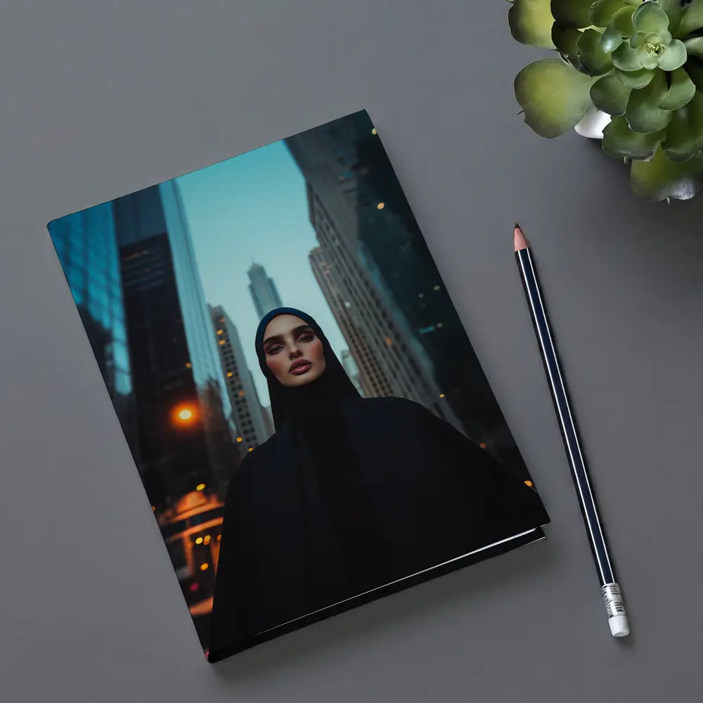 Muslim Woman in Black City Skyline – Notebooks