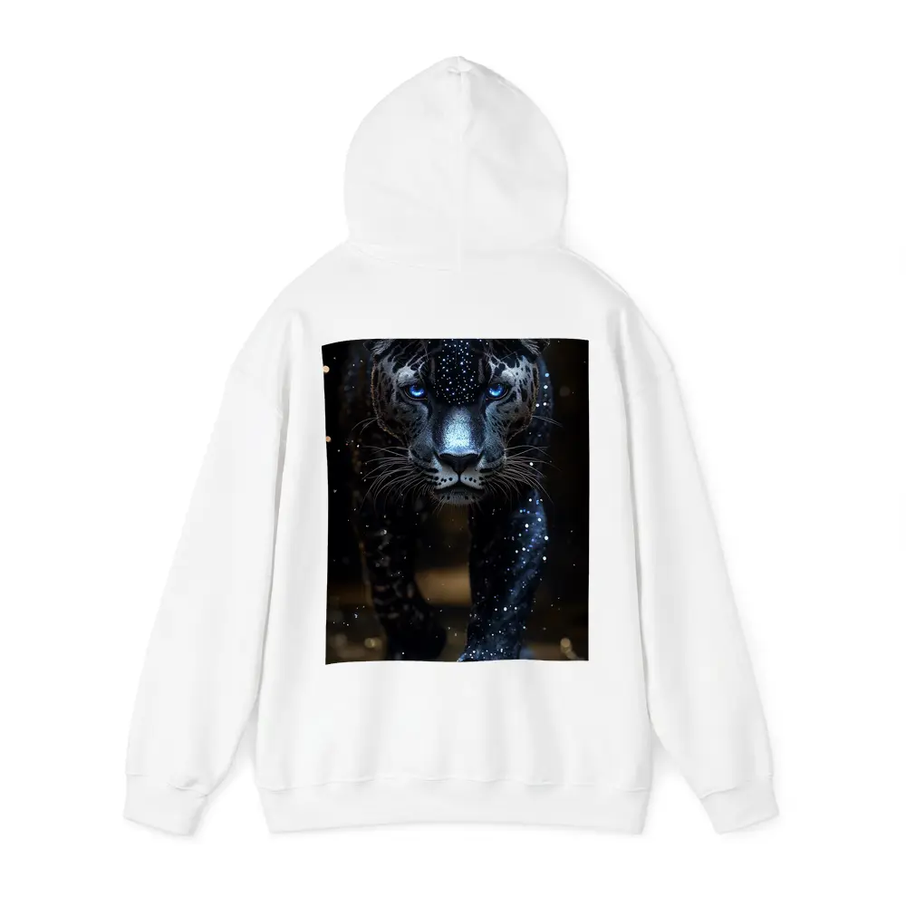 Black Panther Glowing Blue Eyes Dark Background – Hoodies