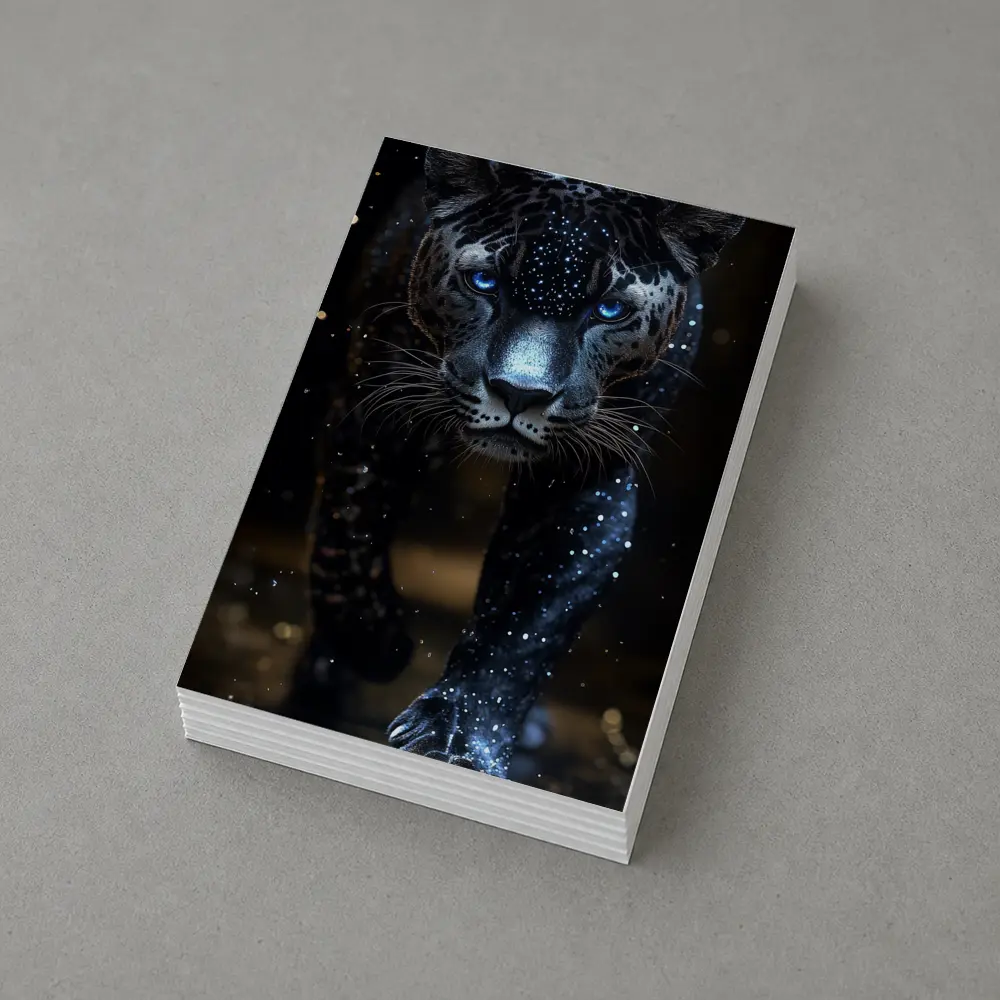 Black Panther Glowing Blue Eyes Dark Background – Postcards