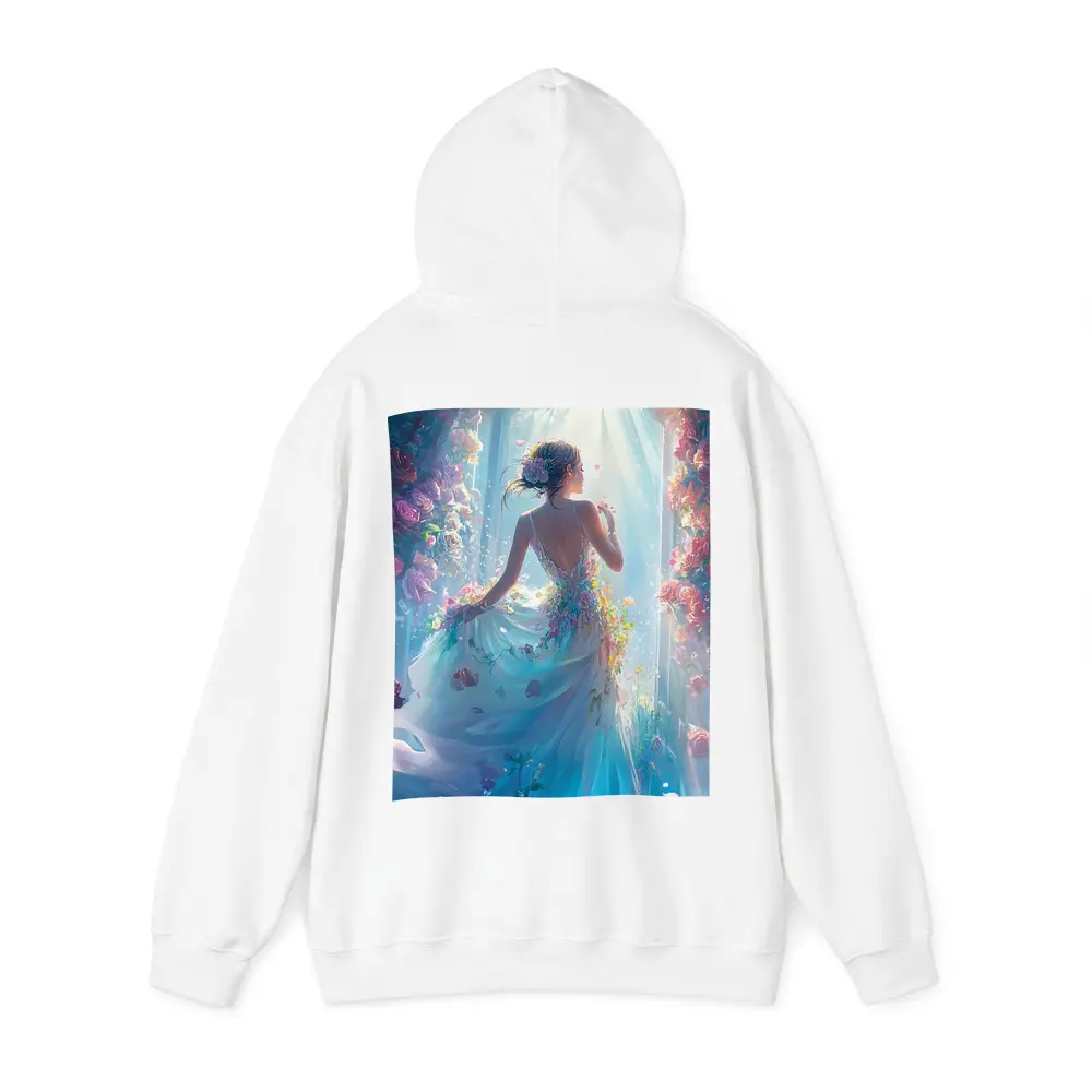 Woman in Floral Dress Surrounded by Roses – Hoodies