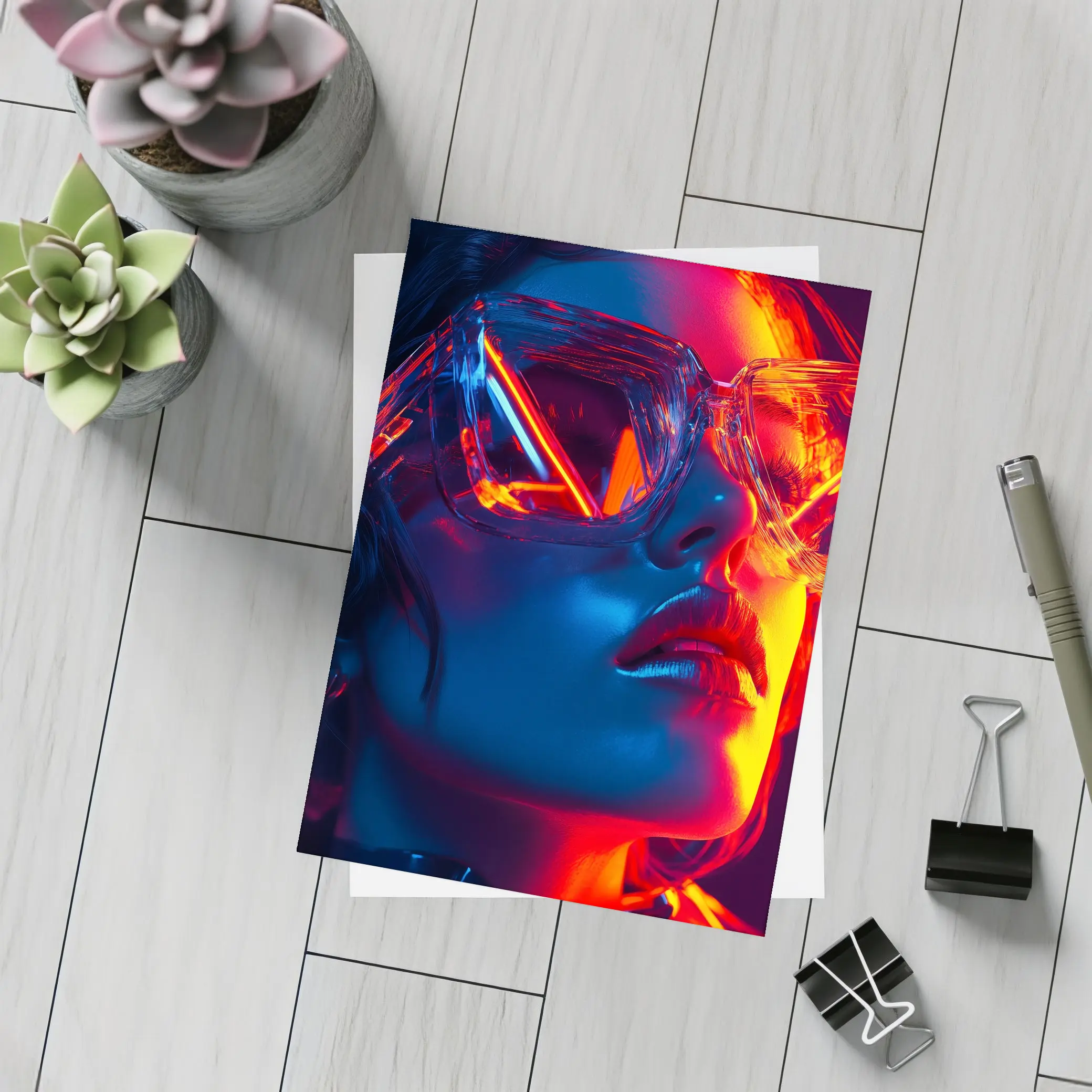 Neon Fashion Woman Crystal Oversized Sunglasses – Postcards