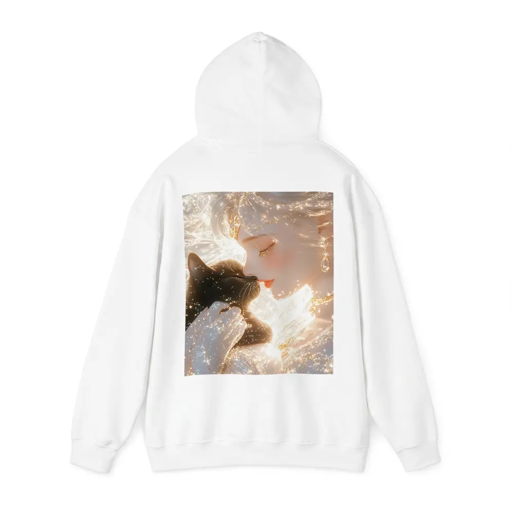 Anime Girl With Black Cat Glowing Fantasy – Hoodies