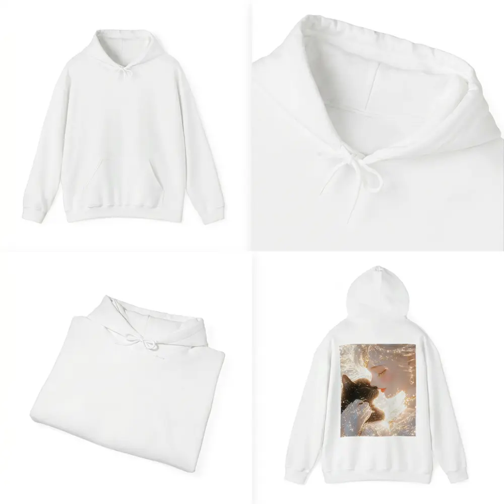 Anime Girl With Black Cat Glowing Fantasy – Hoodies