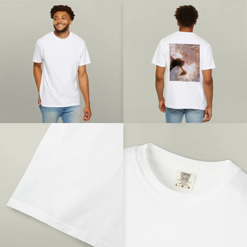 Anime Girl With Black Cat Glowing Fantasy – T-Shirts