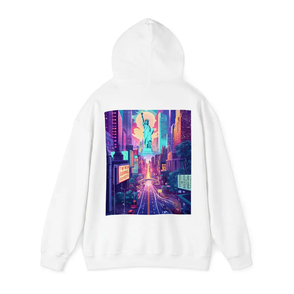 Statue of Liberty Neon New York Cityscape Art – Hoodies