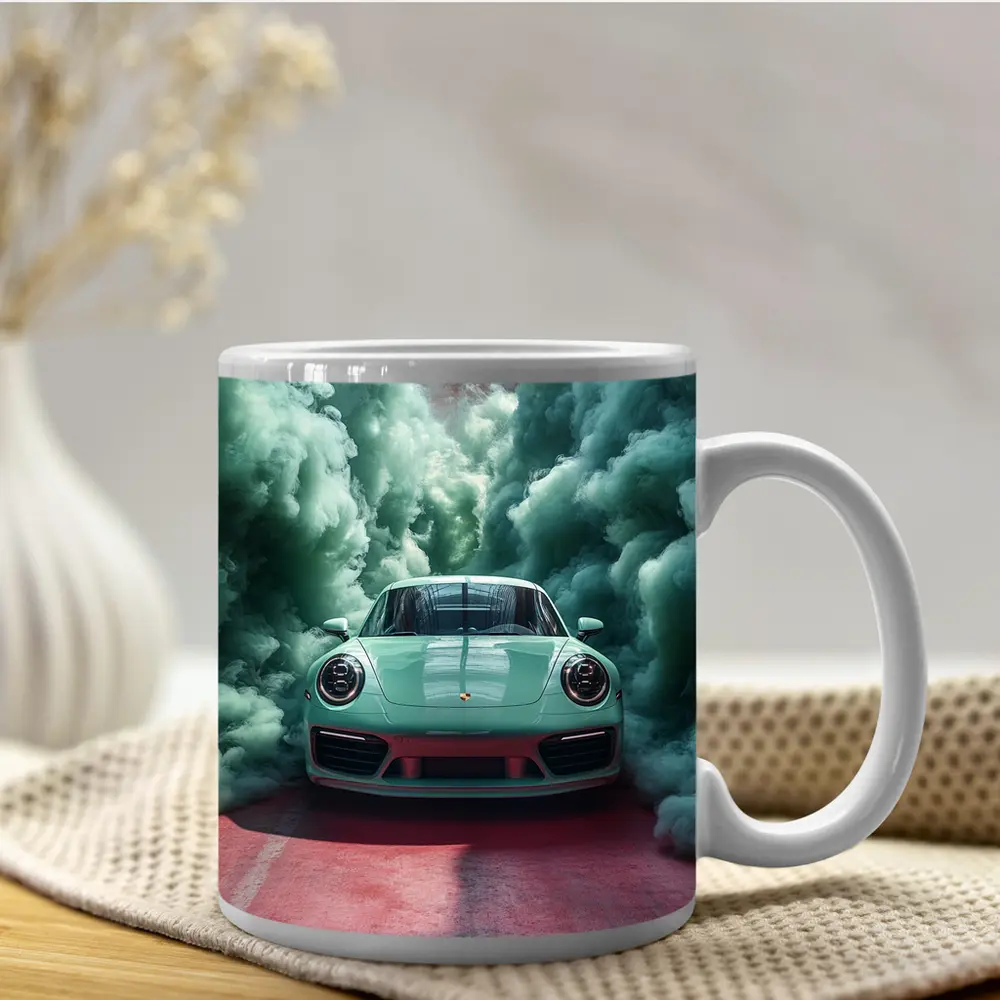 Porsche 911 Mint Green Smoke Filled Garage – Mugs